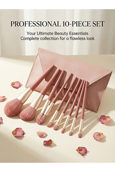 Energyne فرش مكياج 10 قطع - خالية من الشعر الحيواني - ألياف صناعية