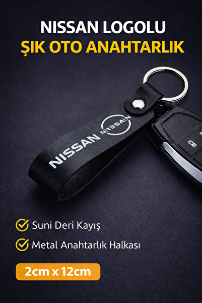 DOCCES Μπρελόκ από μαύρο συνθετικό δέρμα με τυπωμένο λογότυπο Nissan