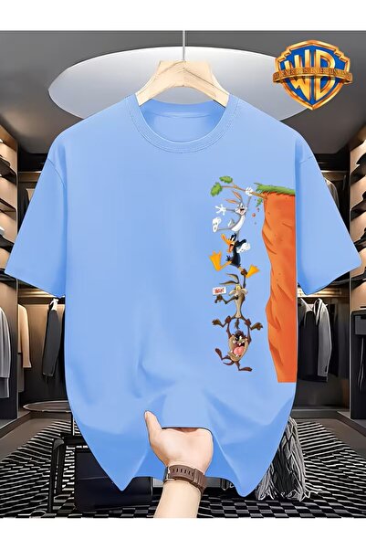 oneagılyazı Daffy Duck, Wile E. Coyote "Stacking Game" Fun Printed Men's T-Shirt