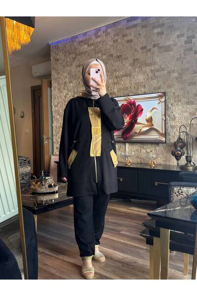MİMİ Luxury Wear Hijab Tracksuit Set Zippered Double Set