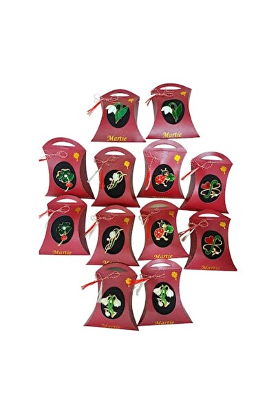 OEM Set of 12 Brooches with Snowdrops and Ladybugs