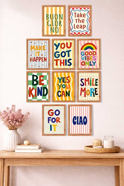 UNT Motivational Quotes Wall Art Set – Colorful Modern Design, Frameless Uv P...