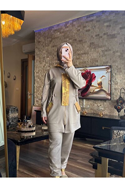 MİMİ Luxury Wear Hijab Tracksuit Set Zippered Double Set