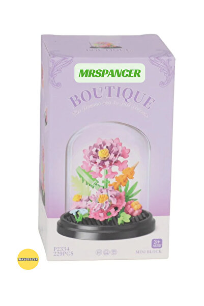 MRSPANCER 002929 - Çiçekli Legoo Yapı Çiçek Blok FANUSLU ÇİÇEK BRİCKS
