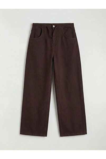 LC Waikiki Кафяви широки панталони от габардин за момичета (S6)