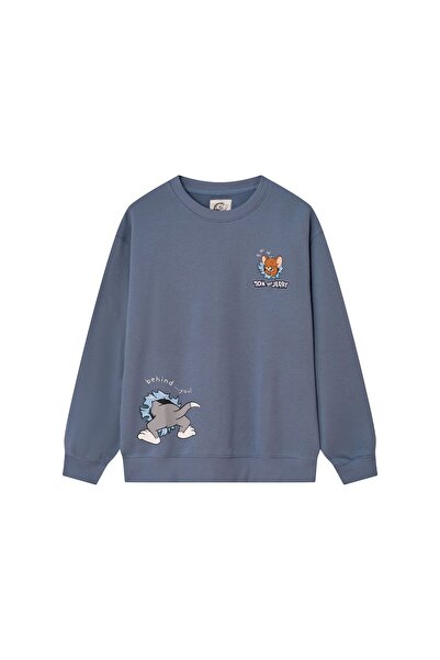 Giordano Men's Relaxed Fit Long Sleeve Tom & Jerry French Terry Sweatshirt