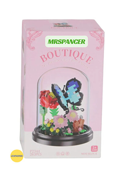 MRSPANCER 002936 - Çiçekli Legoo Yapı Çiçek Blok FANUSLU ÇİÇEK BRİCKS