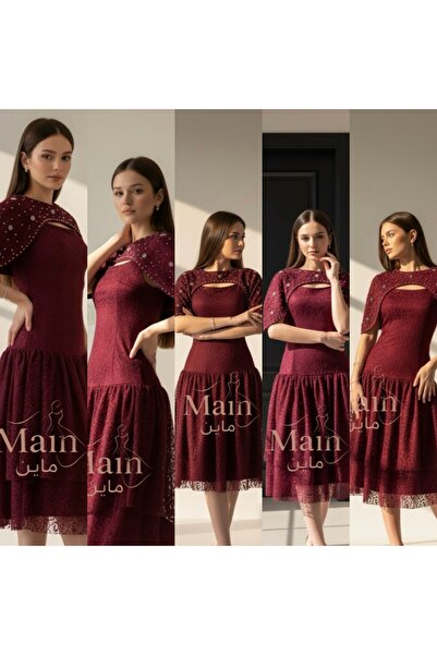 MAIN DRESS فستان دانتيل ناعم باضافه التطريز حول الرقبه
