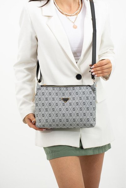 mugalas Three-Compartment Garnelii Patterned Adjustable Long Strap Women's Shoulder Bag