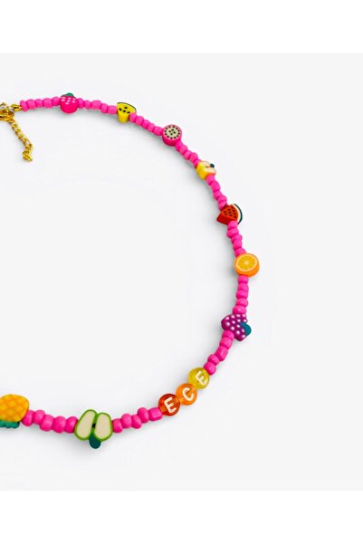 LiKESUN Özel Tasarım Çocuk İsimli El Yapımı Renkli Boncuklu Kolye