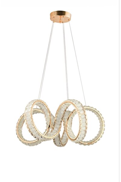 ATIK Modern LED Sarkıt Avize – Gold Detaylı, Kristal Görünümlü