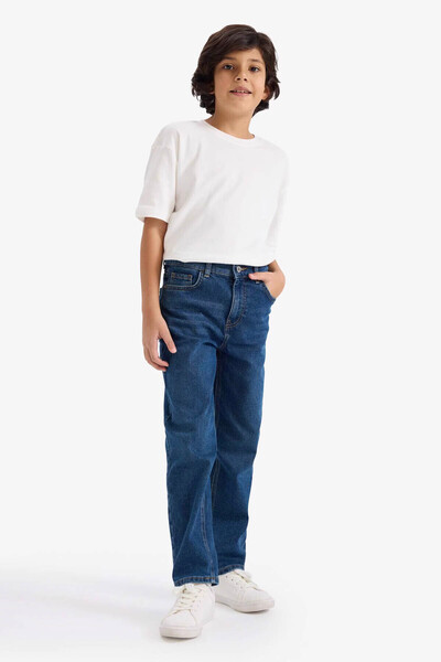 DeFacto Straight Fit Koyu Mavi Erkek Çocuk Jean Pantolon F8430A8/NM34