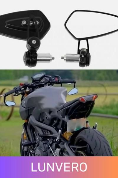 Lunvero #Dayanıklı Siyah Tasarım Metal Ayna Tak Kullan Geniş Görüş Açılı Mont...