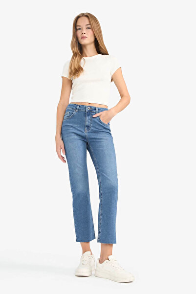 DeFacto Crop Flare Fit Blue Women's Jean Trousers G2217Ax/Nm28