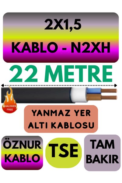 Avarson Öznur 2X1,5 N2XH (ALEV İLETMEZ) Yer Altı Kablosu Metre Seçenekli 22 METRE