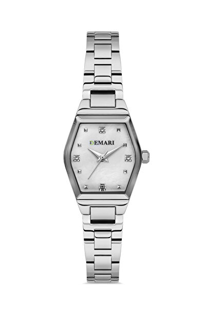 DEMARİ Women's Wristwatch Quartz Movement – Silver Color Steel Band Stone Det...