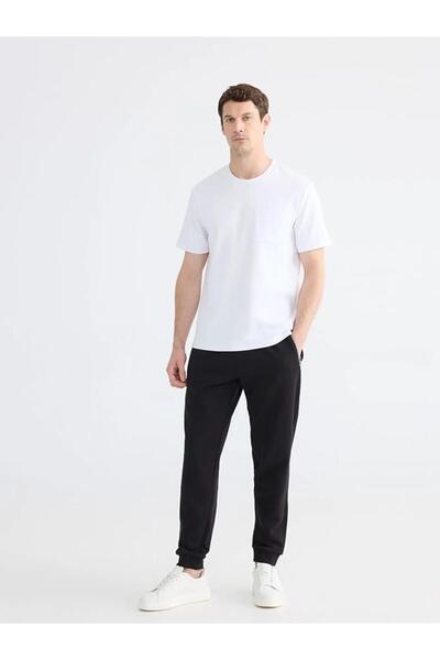 LC Waikiki Μαύρο ανδρικό χοντρό παντελόνι φόρμας τύπου Jogger (S6)