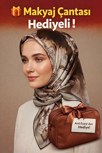 Levidor 90X90 Silk-Look Brown Scarf – Non-Slip Twill Stylish Design