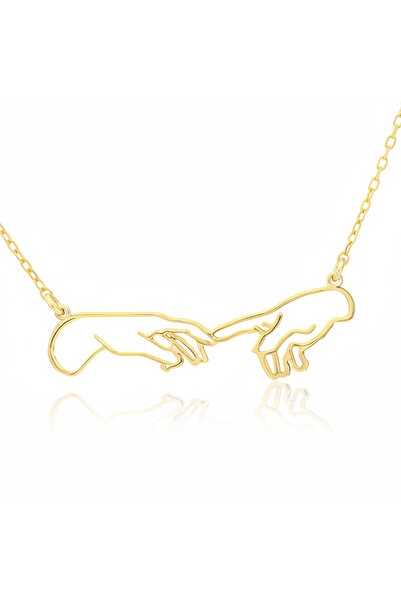 NorthAegean 925 Ayar Gümüş Adem Eli Kolye – Gold Kaplama | Bağ, Kader ve Doku...