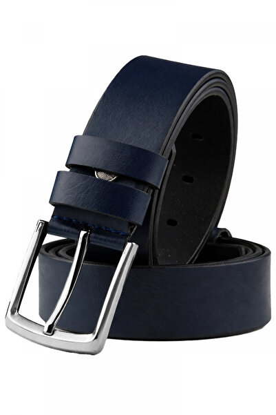 DeepSEA Men's Navy Blue Plain Faux Leather Belt – Casual & Sports Belt 2602658