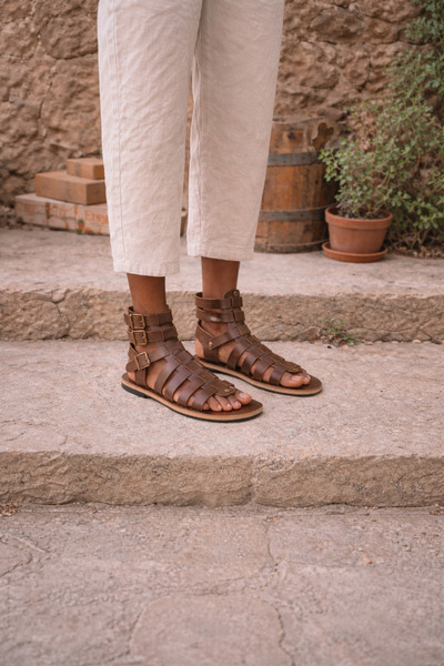 Bostini Men's Genuine Leather Gladiator Sandals