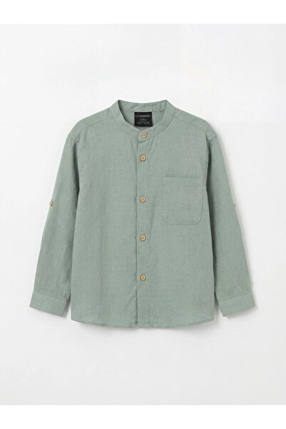 LC Waikiki Cămașă pentru băieți cu mânecă lungă și guler verde (S6)