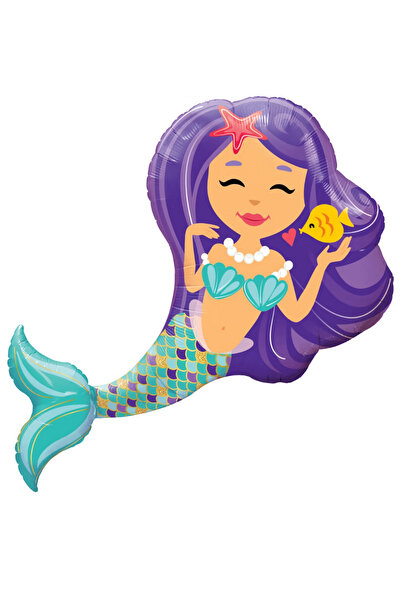 Party City Mermaid Foil Balloon 75 cm Mermaid Themed Birthday Balloon with Pu...