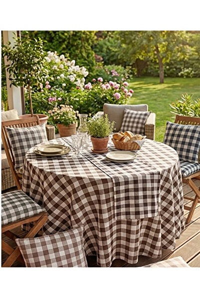 Valerium Picnic, Stain-Resistant Panama Linen Square Patterned Round Tablecloth