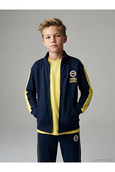 LC Waikiki High Collar Fenerbahçe Printed Boys' Zippered Sweatshirt (S6)