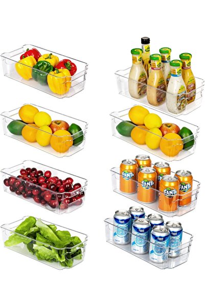 Vtopmart 8 PCS Clear Stackable Pantry Organizers and Storage Bins, Plastic Co...