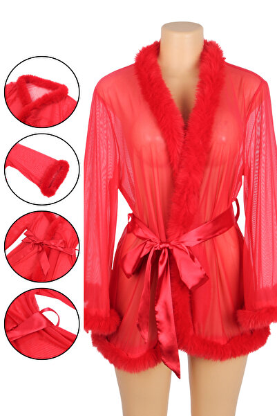 Lingerie and Fashion Style short chiffon lingerie robe, red