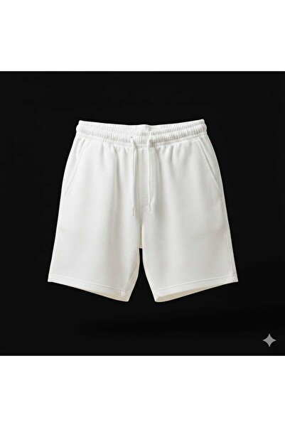 NETTENSTORE ERKEK ŞORT BERMUDA RAHAT YAZLIK ŞORT BEYAZ RENK