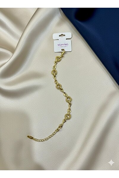 Çağla Accessories Xuping Kararmaz Çelik Bileklik - Gold Renk Özel Burgu Halka...