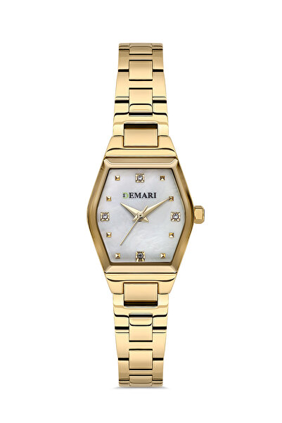 DEMARİ Women's Wristwatch Quartz Movement – Gold Color Steel White Dial Stone...