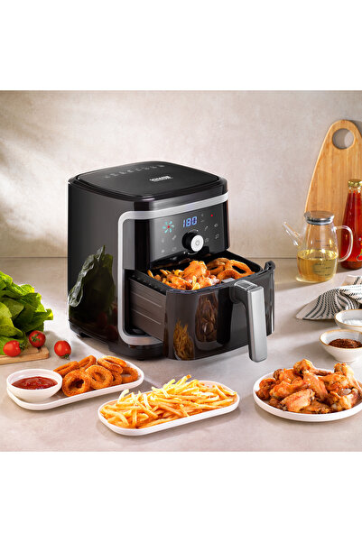 ozbience Geniş Kapasiteli Siyah Airfryer, Sağlıklı ve Pratik Pişirme Cihazı