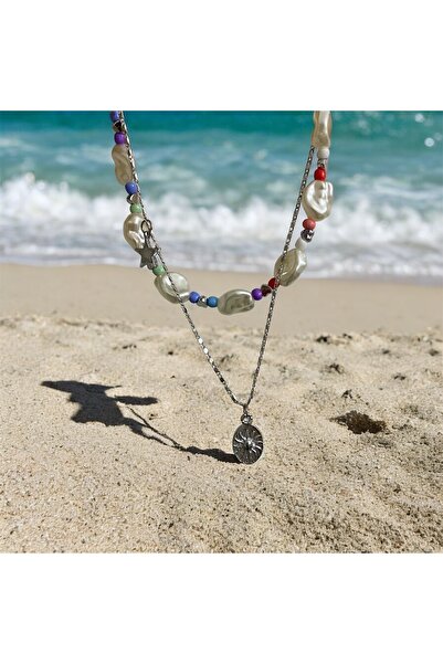 Fiamoss Kadın Boncuk Detaylı Set Kolye