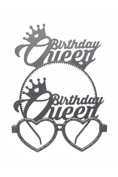 Azebu Birthday Queen Gözlük ve Taç Seti, Doğum Günü Kutlama Plastik Taç ve Gözlük