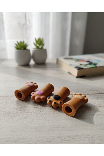 LUBIKO STUDIO 4'lü Kedi Patisi Kalem Başlığı Seti - Sevimli Kalem Arkası Kedi...