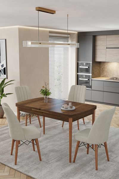 baresmu Karba 80X132 Açılabilir Sunta Masa Yemek Odası Takımı, Mutfak Takımı ...