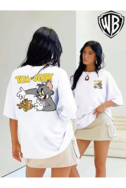 oneagılyazı "Tom and Jerry" Classic Interactive Printed T-Shirt, Creative Fro...