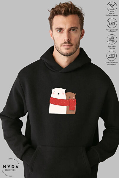 Nyda Collections هوديي للجنسين بأكمام طويلة مطبوع عليه دب تيدي لوف، سويت شيرت...