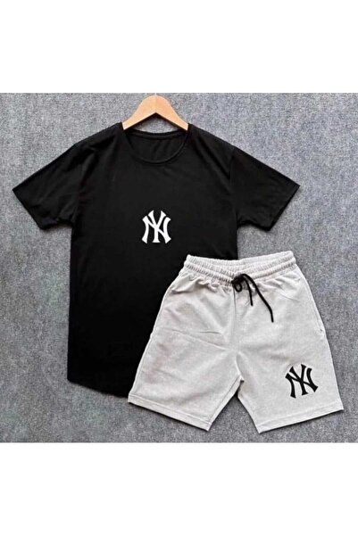 YK WEAR SET TRICOU ȘI PANTALONI SCURȚI CU IMPRIMEU NY PENTRU FEMEI/BĂRBAȚI