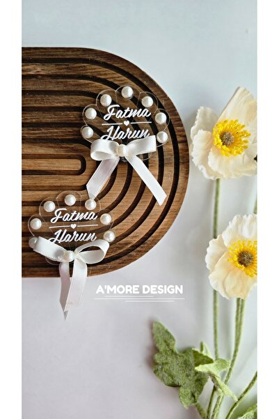 AmoreDesign Söz, Nişan, Nikah, Doğum Günü, İncili İstiridye Model Pleksi Magn...