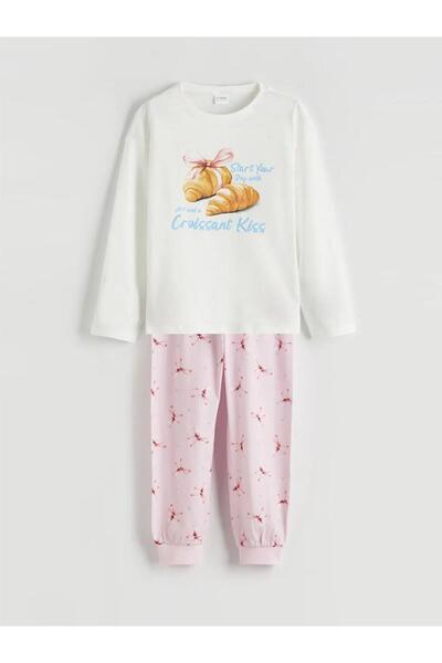 LC Waikiki Crew Neck Printed Girls' Pajama Set (S6)