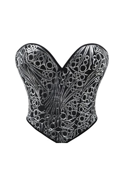 Ceren Öncel Atelier Gümüş Desenli Büstiyer Korse