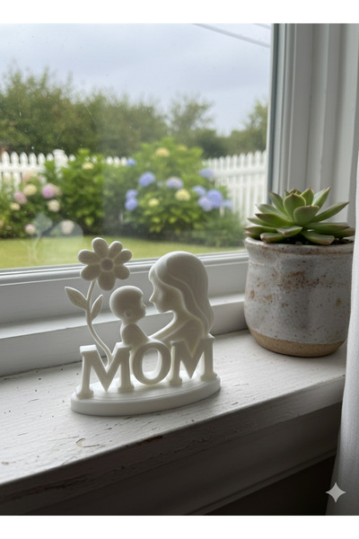 Crealis MOM Yazılı Anne Bebek Biblosu - 3D Baskı Modern Masaüstü Aksesuarı