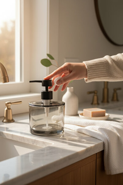 zezedesing Γυάλινος διανομέας υγρού σαπουνιού |   Μαύρη Αντλία |   Μινιμαλιστ...