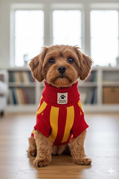 faramiss fashion PİKE ÖRGÜ SARI VE KIRMIZI RENKLİ KÖPEK VE KEDİ KAZAĞI KÖPEK ...