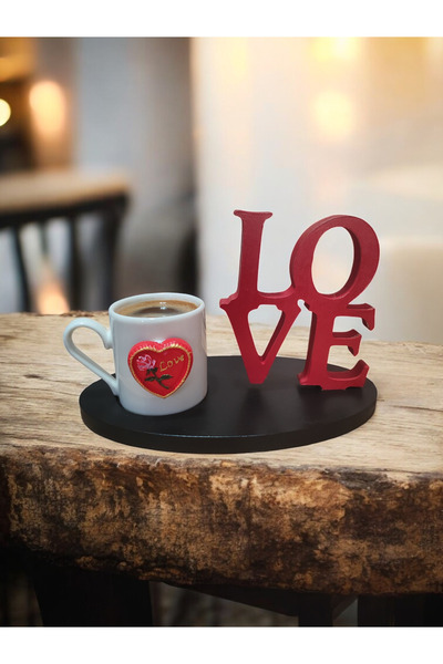 RivelCandle Turkish Coffee Cup Set with Romantic Wooden Stand