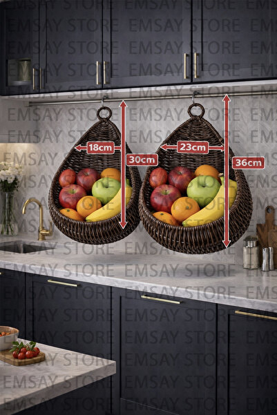 Emsay Store Wicker Fruit Basket with Hanger – Flower Basket – Natural Hand-Kn...